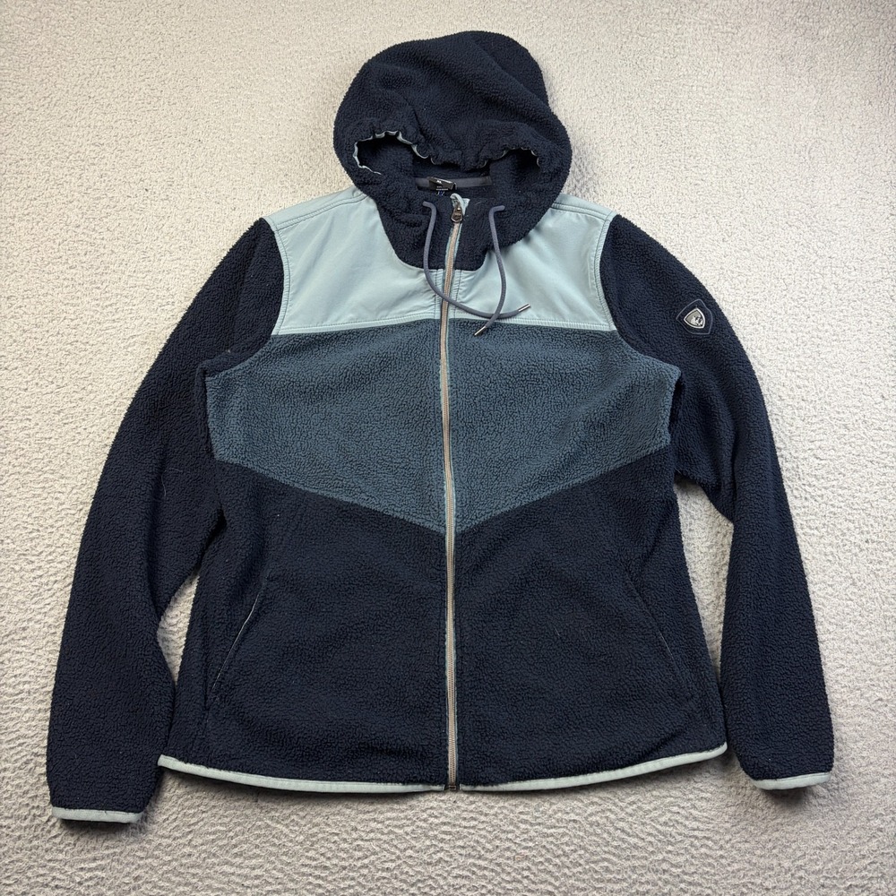 Kuhl Prism Hoodie Womens XL Blue Sherpa Fleece Full Zip Hooded Outdoor Jacket